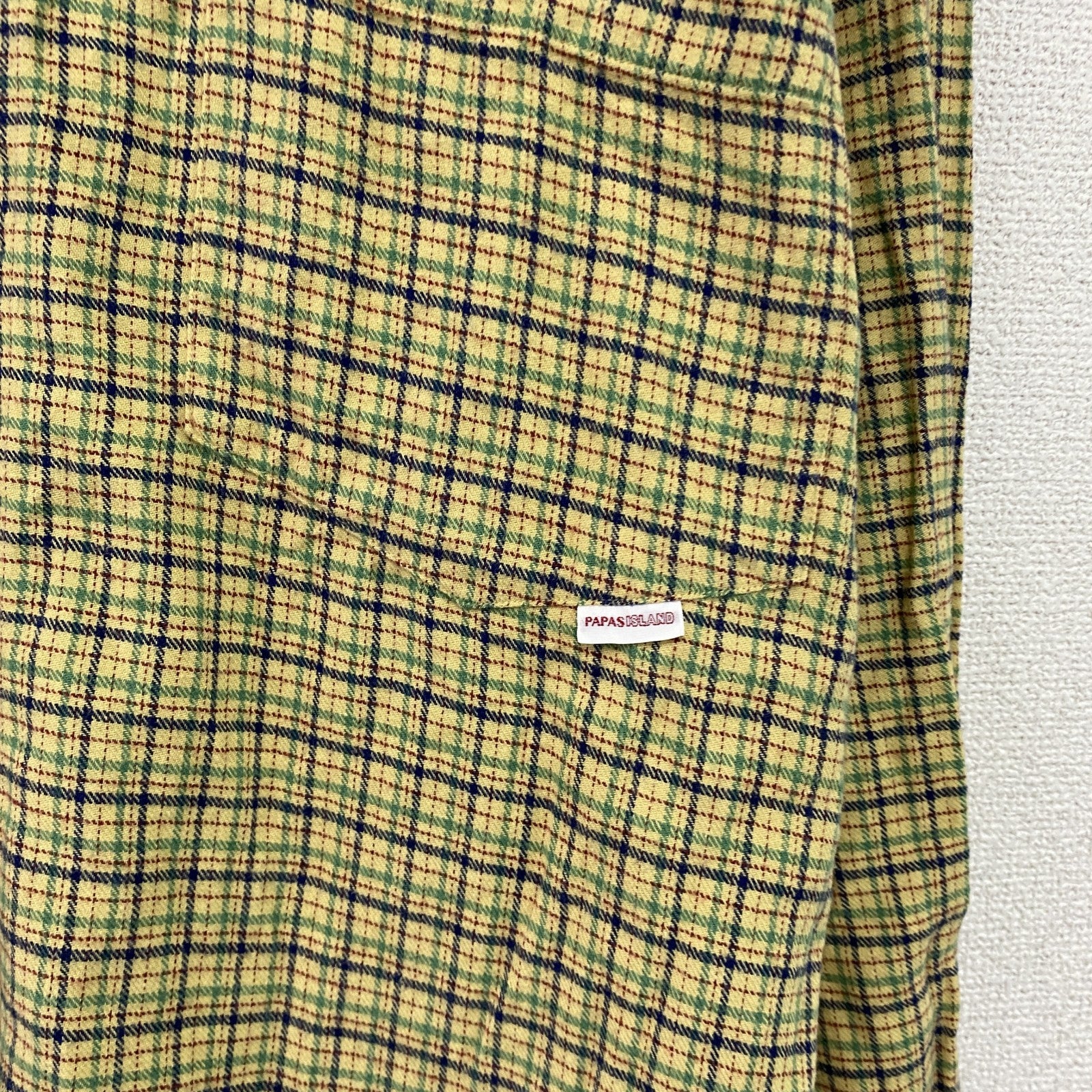Papas　パパス　長袖シャツ　チェック柄　黄色　イエロー　Lサイズ　