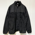 古着 used　FILA フィラ　長袖フルジップフリースジャケット　ワンポイントロゴ刺繡　ジップアップ　黒　ブラック　XLサイズ