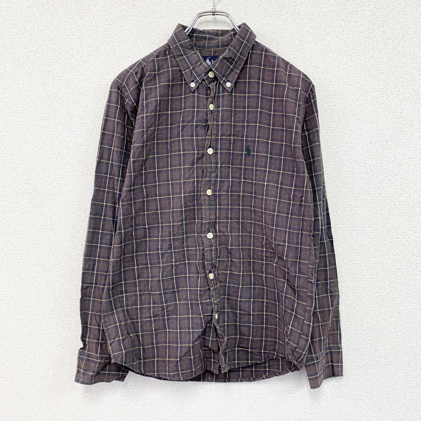 RALPH LAUREN　ラルフローレン　長袖ボタンダウンシャツ　チェック柄　紫　パープル　XLサイズ