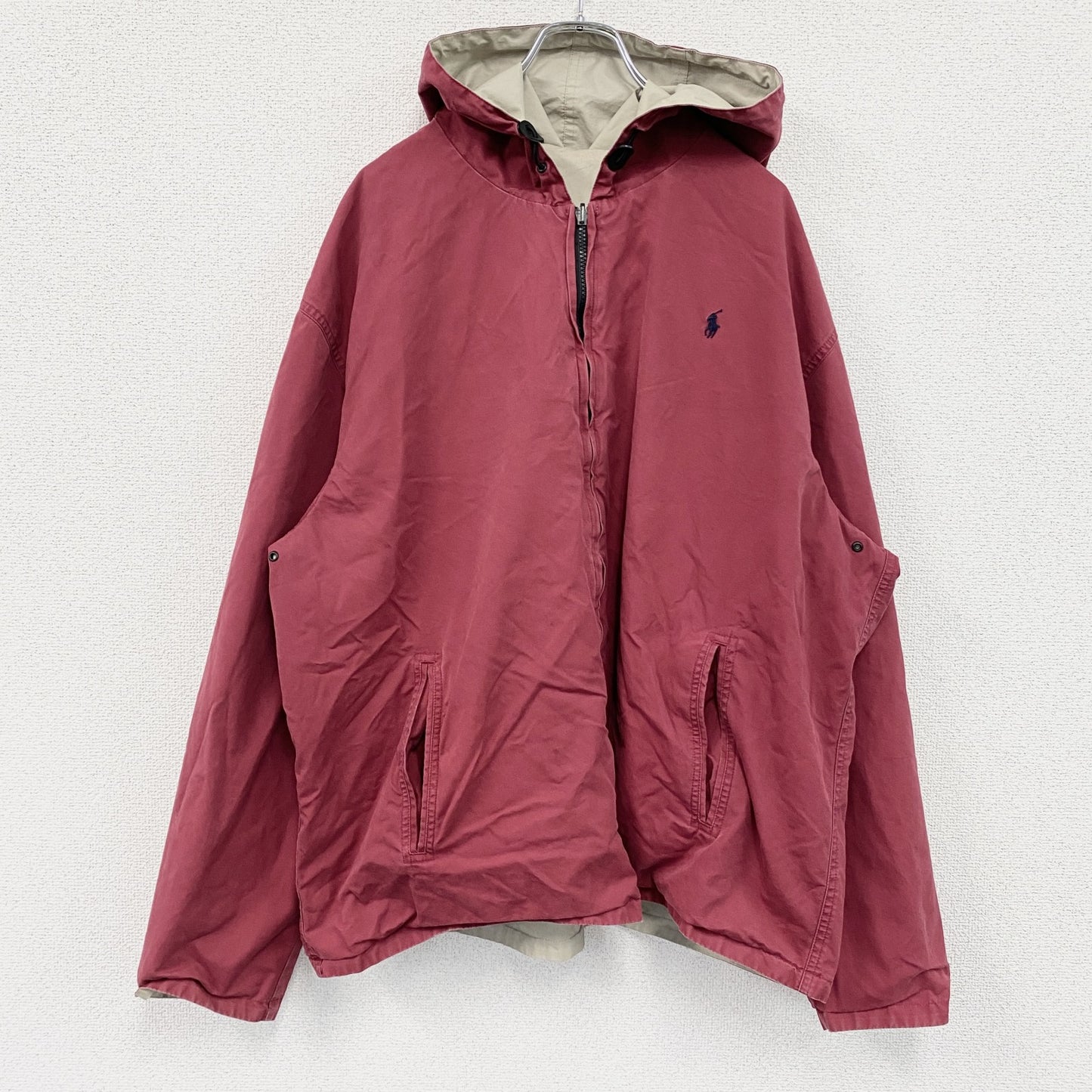 Polo Ralph Lauren　ラルフローレン　フルジップリバーシブルパーカー　ピンク　ベージュ
