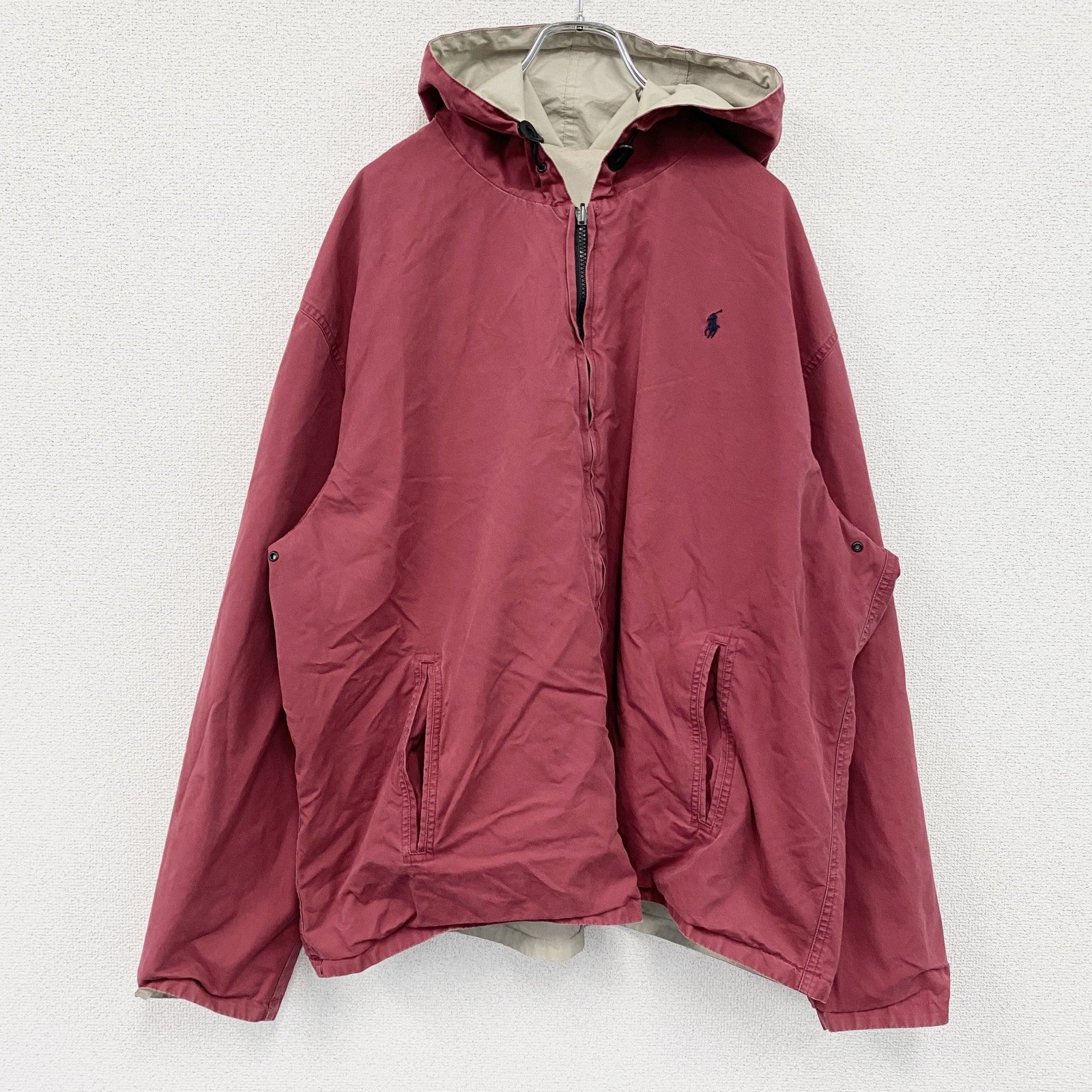 Polo Ralph Lauren　ラルフローレン　フルジップリバーシブルパーカー　ピンク　ベージュ