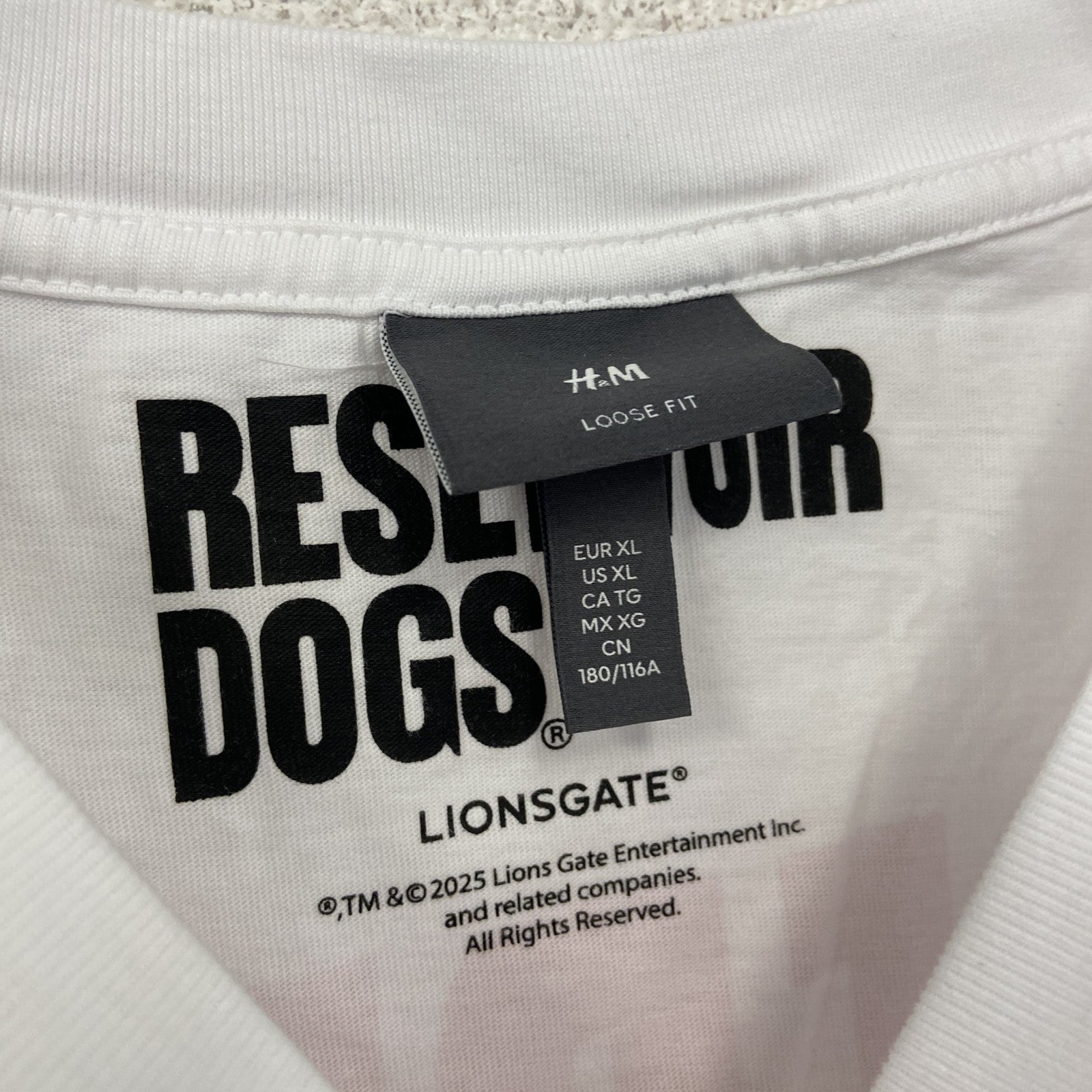 H&M　エイチアンドエム　RESERVOIR DOGS　レザボアドッグス　半袖プリントムービーTシャツ　白　ホワイト　XLサイズ
