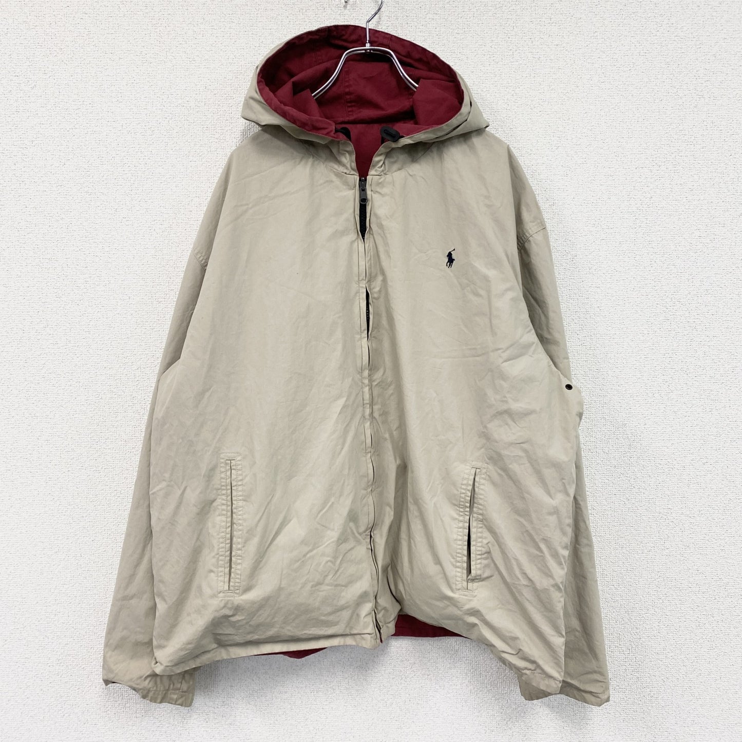 Polo Ralph Lauren　ラルフローレン　フルジップリバーシブルパーカー　ピンク　ベージュ