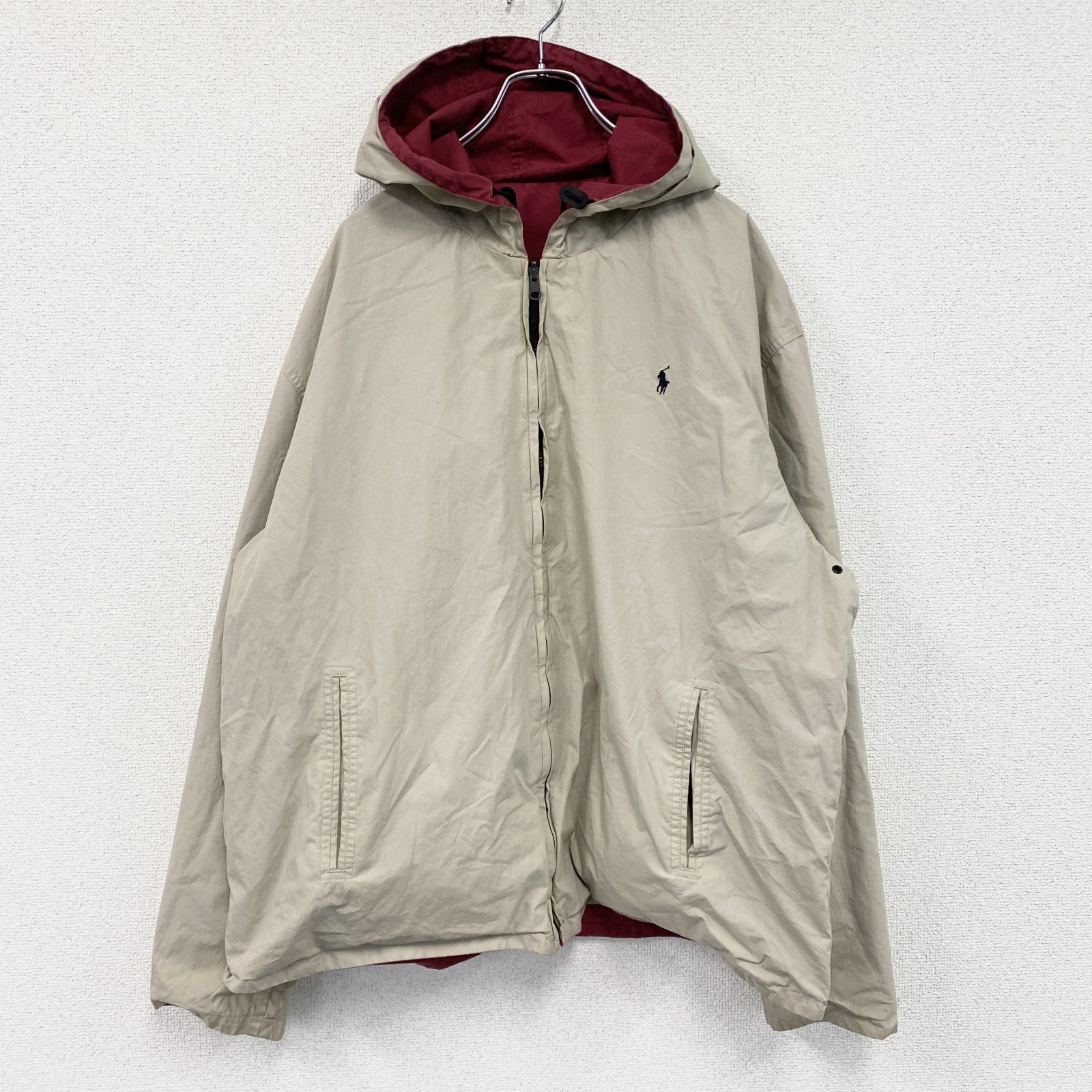 Polo Ralph Lauren　ラルフローレン　フルジップリバーシブルパーカー　ピンク　ベージュ