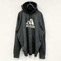 古着 used　adidas　アディダス　プリントフーディ/スウェットパーカー　灰色　ダークグレー　XLサイズ