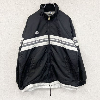 90s　adidas　アディダス　ナイロンジャケット　パフォーマンスロゴ　ヴィンテージ　黒　ブラック　Lサイズ