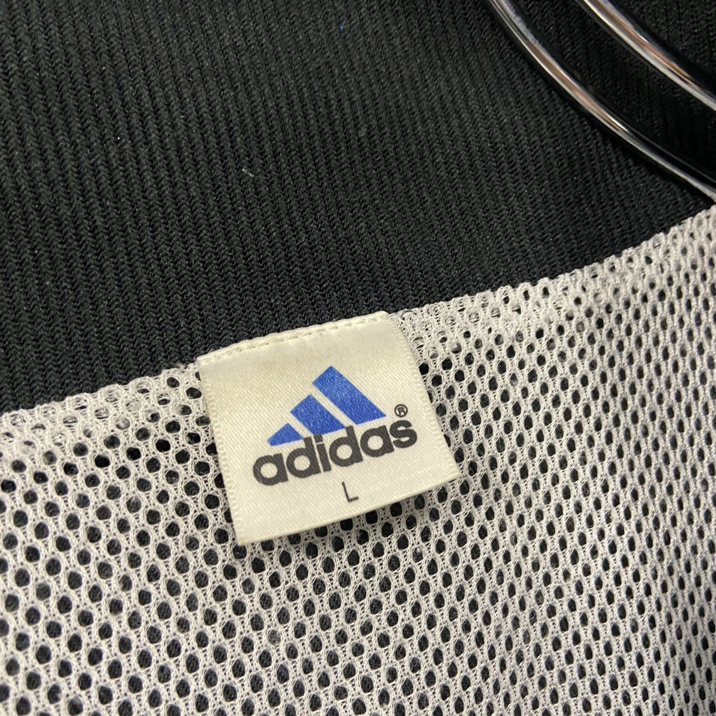 90s　adidas　アディダス　ナイロンジャケット　パフォーマンスロゴ　ヴィンテージ　黒　ブラック　Lサイズ