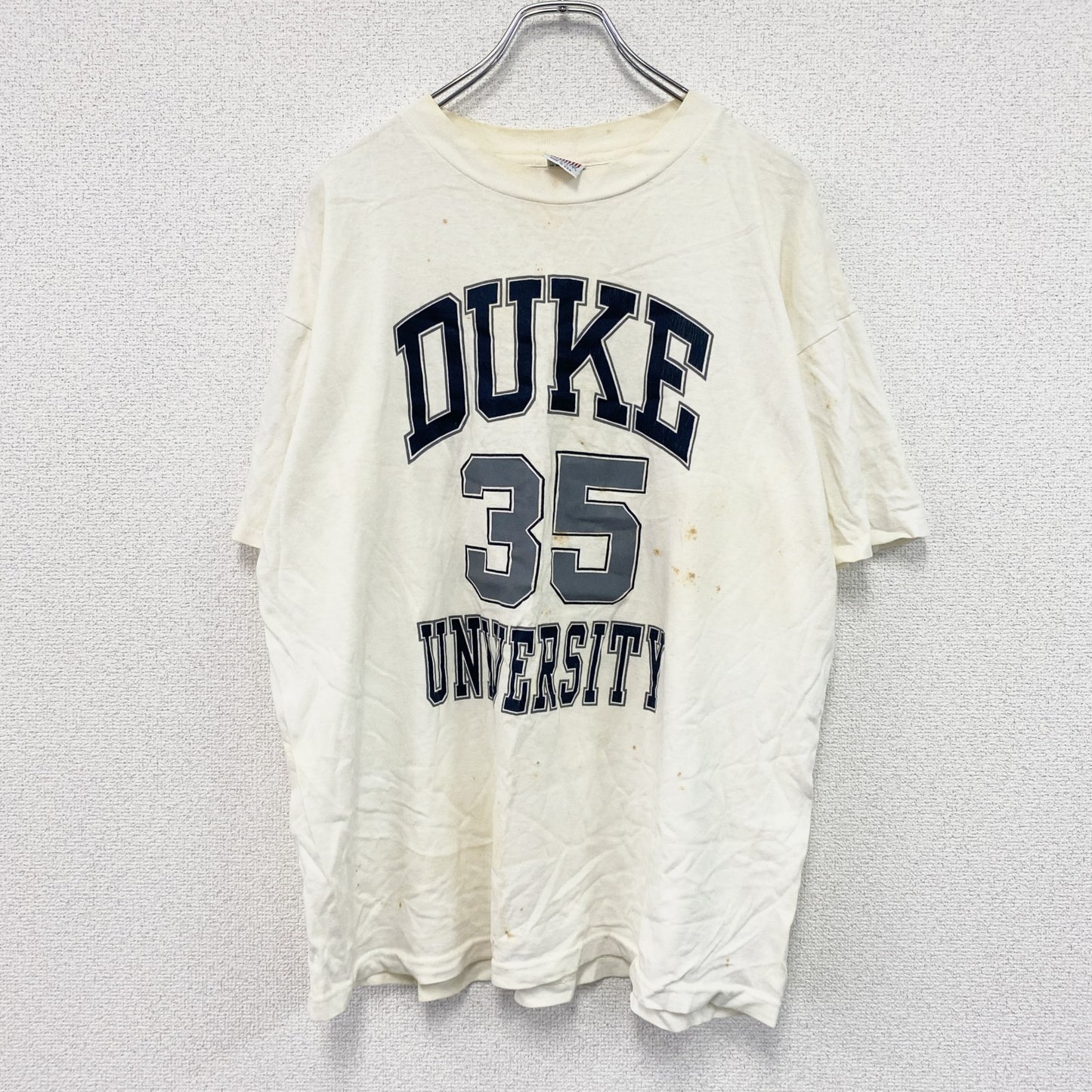 U.S COLLEGE　半袖プリントTシャツ　カレッジロゴ　シングルステッチ　白　ホワイト　Lサイズ