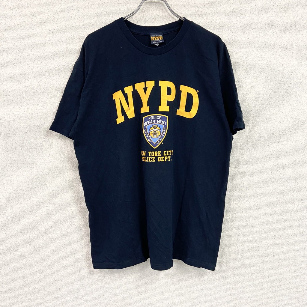 NYPD　ニューヨーク市警察　半袖プリントTシャツ　紺　ネイビー　XLサイズ