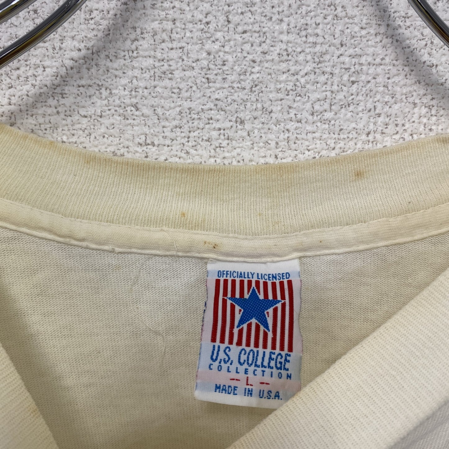 U.S COLLEGE　半袖プリントTシャツ　カレッジロゴ　シングルステッチ　白　ホワイト　Lサイズ