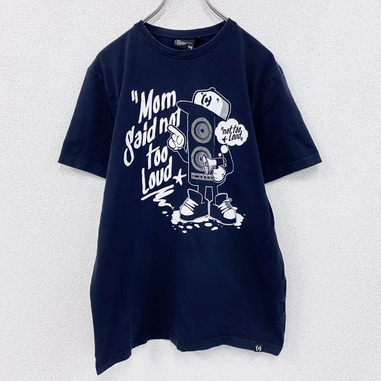 CROPP Design Unit　半袖プリントTシャツ　メッセージT　スピーカーボーイ　紺　ネイビー　Lサイズ