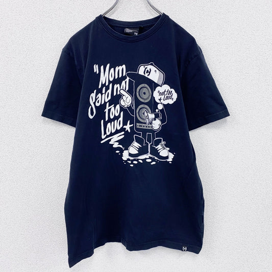 CROPP Design Unit　半袖プリントTシャツ　メッセージT　スピーカーボーイ　紺　ネイビー　Lサイズ