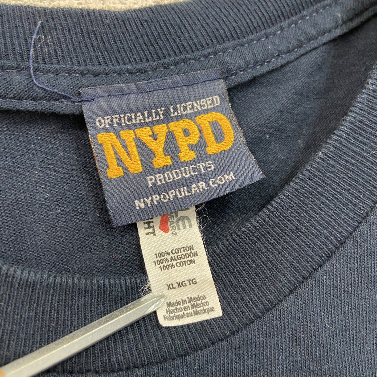 NYPD　ニューヨーク市警察　半袖プリントTシャツ　紺　ネイビー　XLサイズ