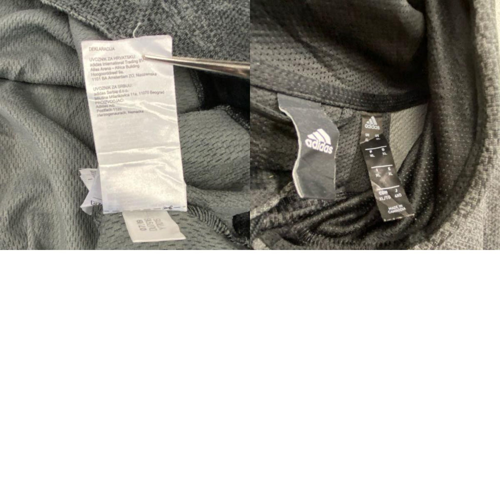 古着 used　adidas　アディダス　プリントフーディ/スウェットパーカー　灰色　ダークグレー　XLサイズ