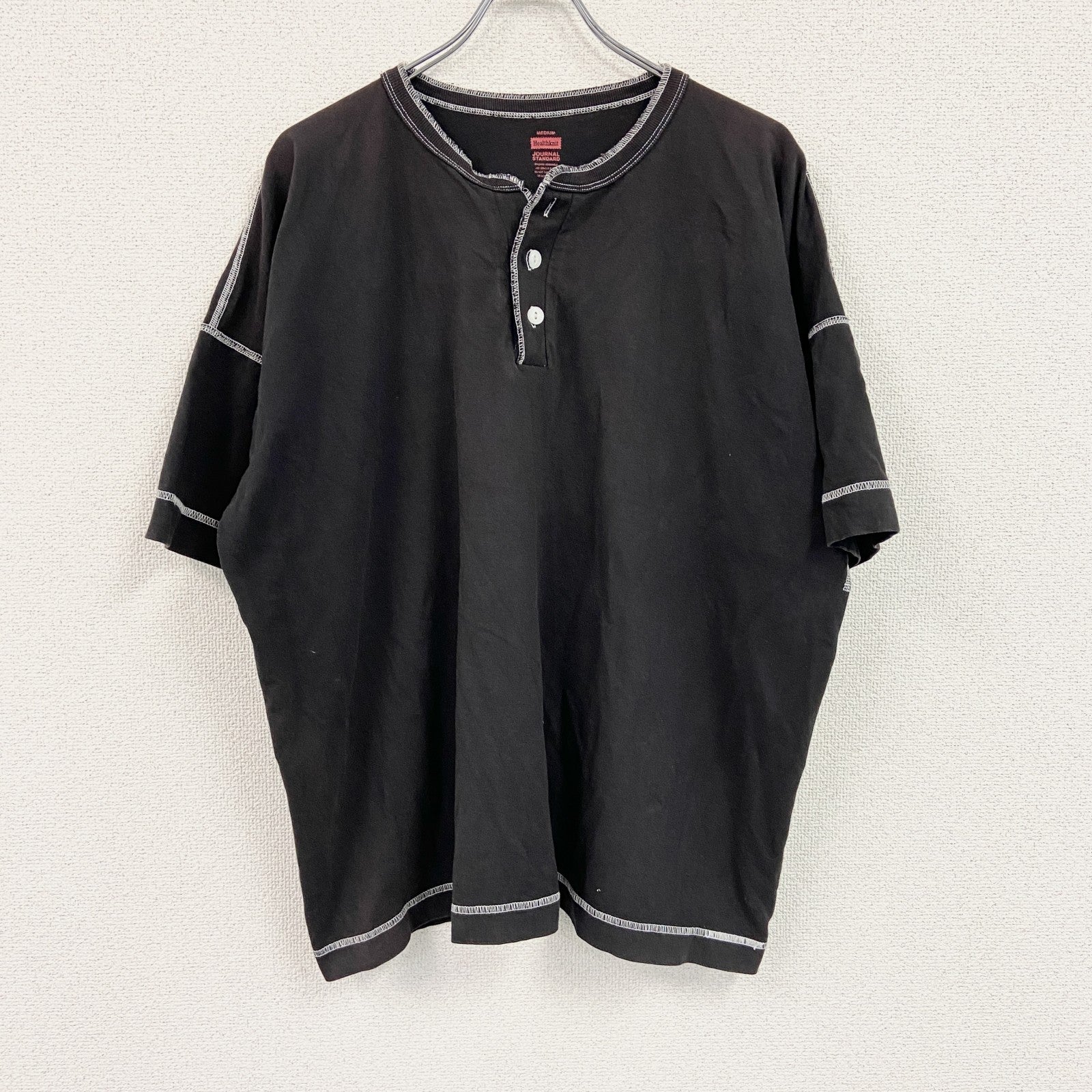Healthknit JOURNAL STANDARD　ジャーナルスタンダード　半袖Tシャツ　ヘンリーネック　黒　ブラック　Mサイズ