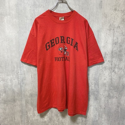古着 used　GILDAN　ギルダン　GEORGIA　アメフト　半袖プリントTシャツ　スポーツ　赤　オーバーサイズ　XLサイズ
