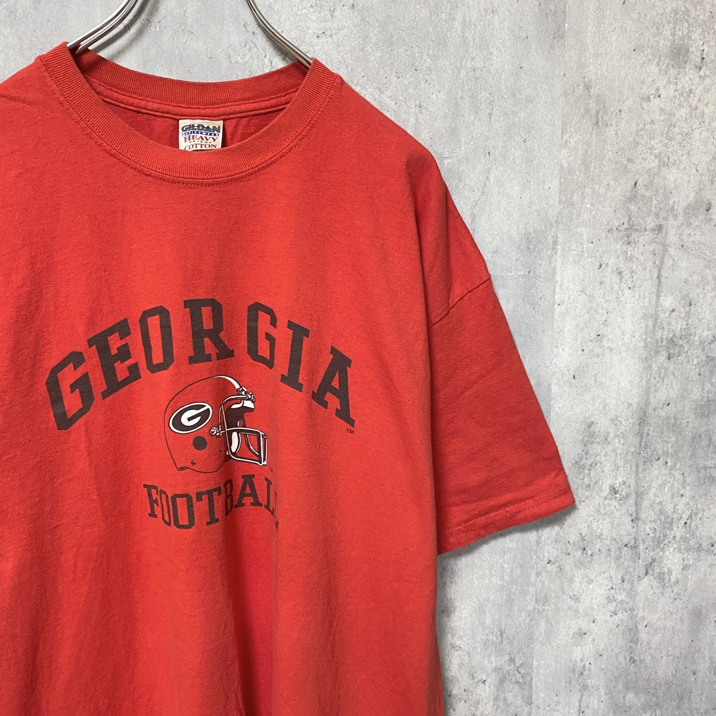 古着 used　GILDAN　ギルダン　GEORGIA　アメフト　半袖プリントTシャツ　スポーツ　赤　オーバーサイズ　XLサイズ