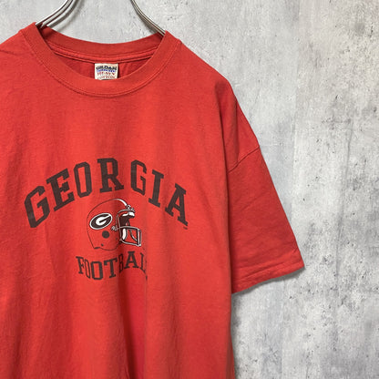 古着 used　GILDAN　ギルダン　GEORGIA　アメフト　半袖プリントTシャツ　スポーツ　赤　オーバーサイズ　XLサイズ