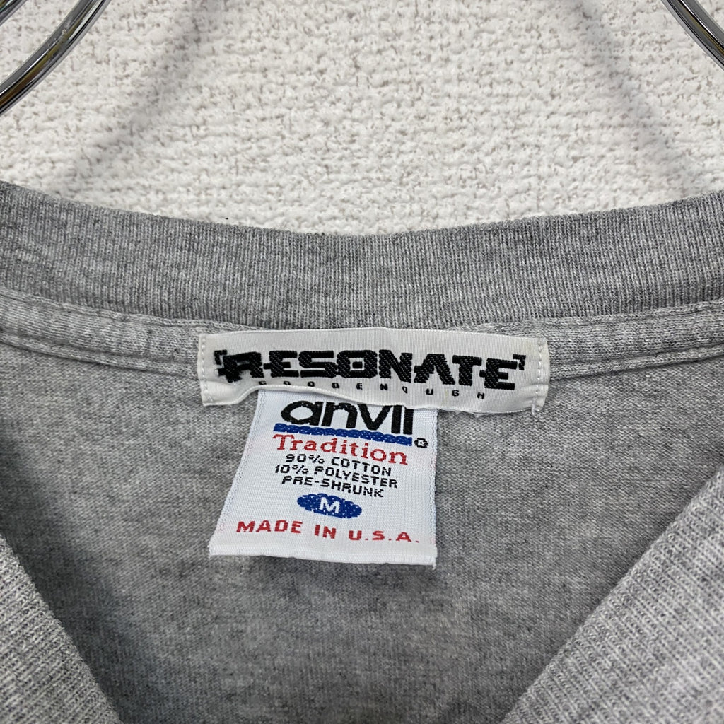 RESONATE GOODENOUGH　リゾネイトグッドイナフ　半袖プリントTシャツ　シングルステッチ　グレー　Mサイズ