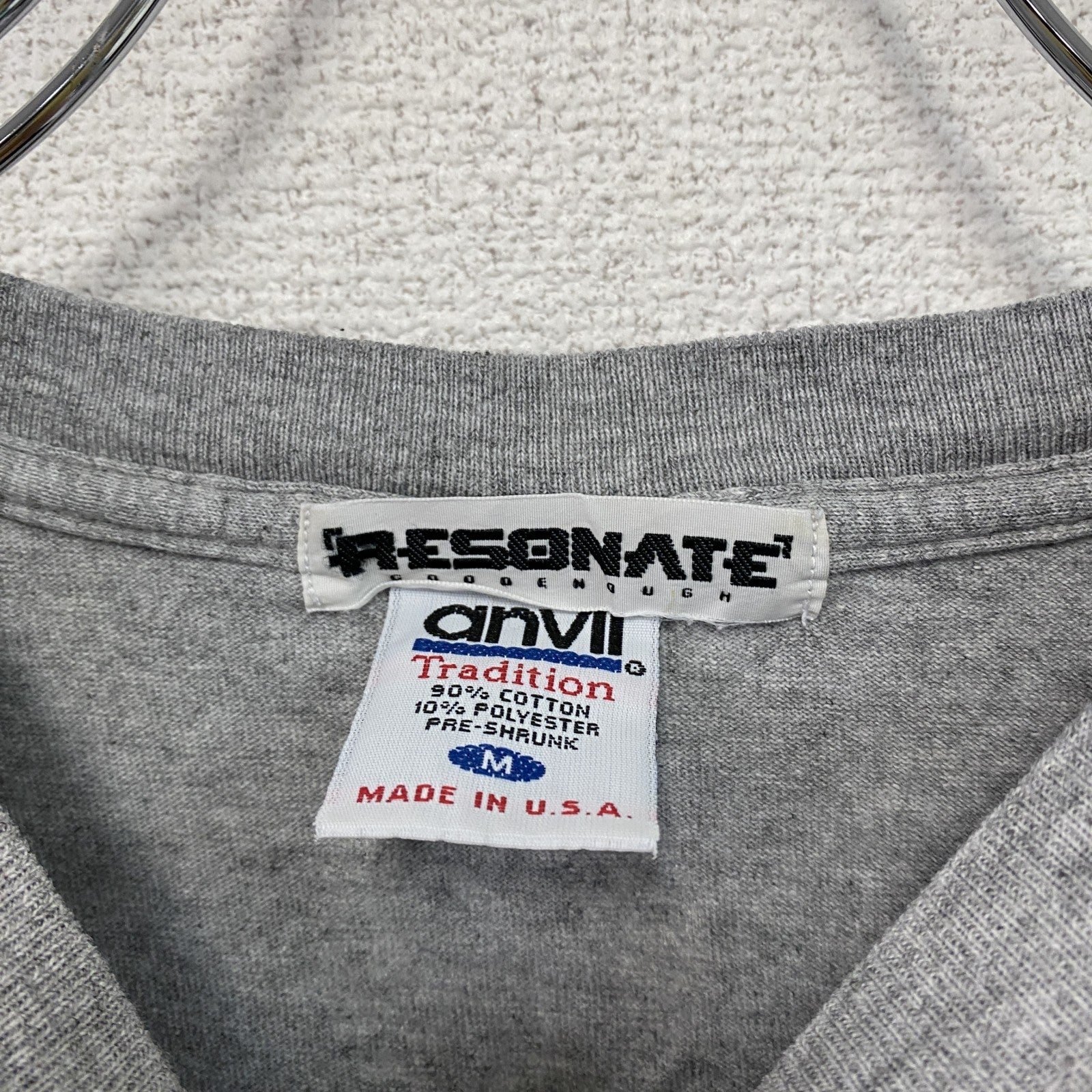 RESONATE GOODENOUGH　リゾネイトグッドイナフ　半袖プリントTシャツ　シングルステッチ　グレー　Mサイズ