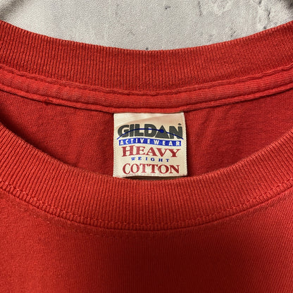 古着 used　GILDAN　ギルダン　GEORGIA　アメフト　半袖プリントTシャツ　スポーツ　赤　オーバーサイズ　XLサイズ