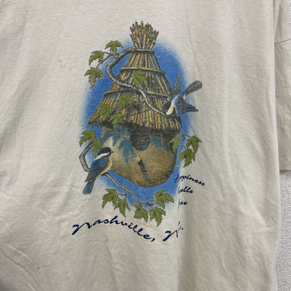 90s　Hanes　ヘインズ　半袖プリントTシャツ　アニマルT　鳥　ヴィンテージ　白　ホワイト　XLサイズ