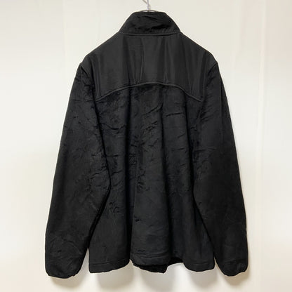 古着 used　FILA フィラ　長袖フルジップフリースジャケット　ワンポイントロゴ刺繡　ジップアップ　黒　ブラック　XLサイズ