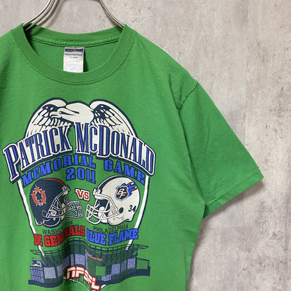 古着 used　アメフト　PATRICK McDonald 2011　半袖プリントTシャツ　スポーツ　グリーン　レトロ　Mサイズ