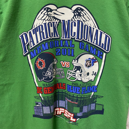 古着 used　アメフト　PATRICK McDonald 2011　半袖プリントTシャツ　スポーツ　グリーン　レトロ　Mサイズ