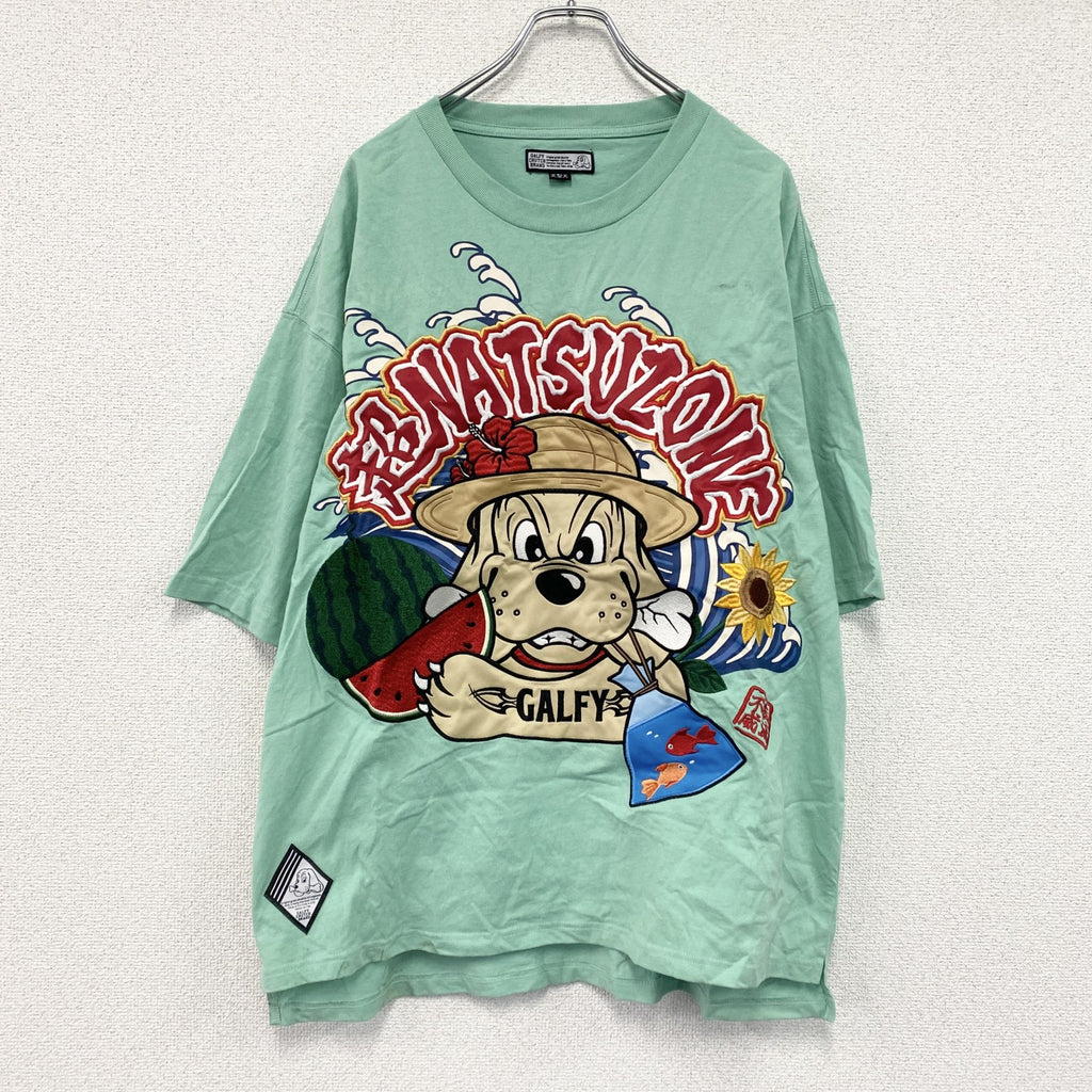 GALFY　ガルフィー　半袖プリントTシャツ　ミントグリーン　XLサイズ　