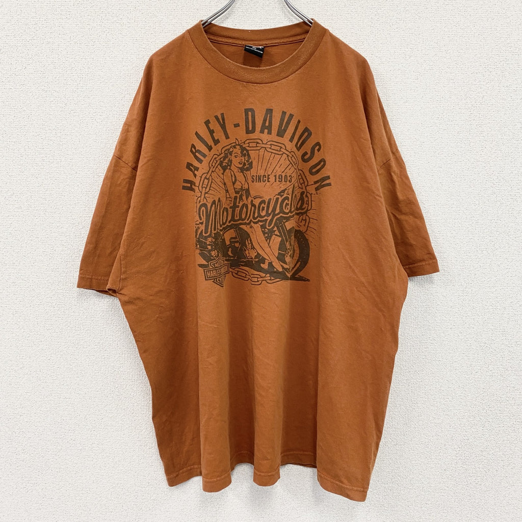 00s　HARLEY DAVIDSON　ハーレーダビッドソン　半袖プリントTシャツ　オレンジ　XXXLサイズ