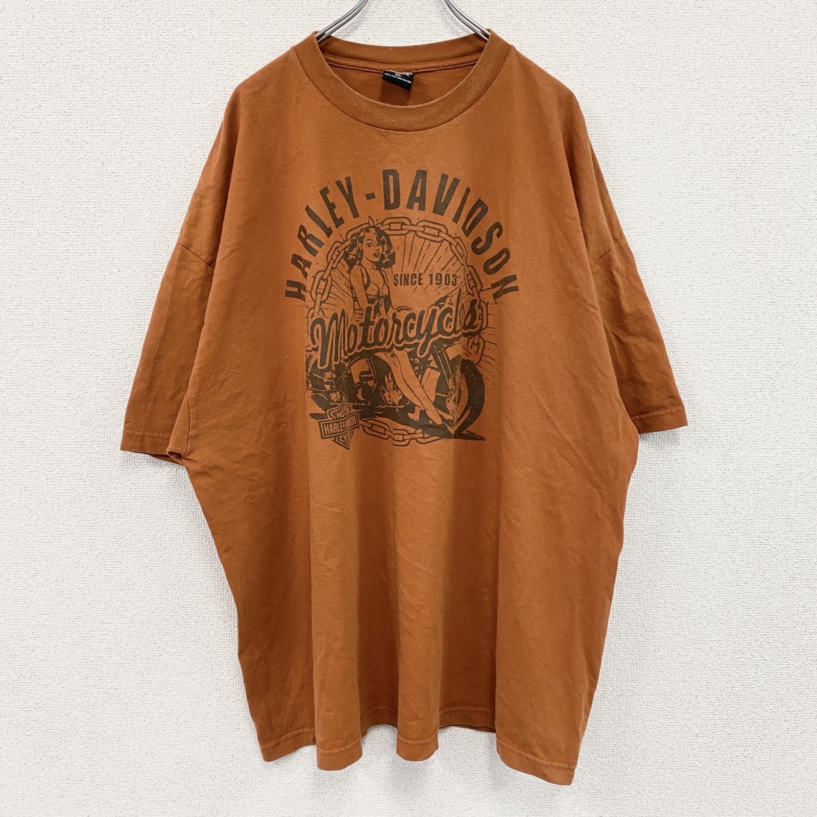 00s　HARLEY DAVIDSON　ハーレーダビッドソン　半袖プリントTシャツ　オレンジ　XXXLサイズ