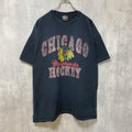 古着 used　NHL　シカゴブラックホークス　HOCKEY　半袖プリントTシャツ　スポーツ　黒　ブラック　レトロ　オーバーサイズ