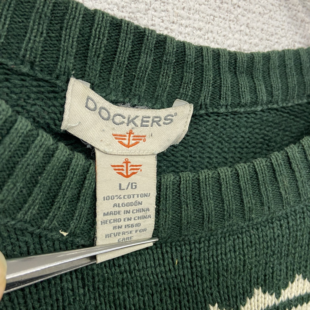 古着 used　DOCKERS　ドッカーズ　コットンニットセーター　緑　グリーン　Lサイズ
