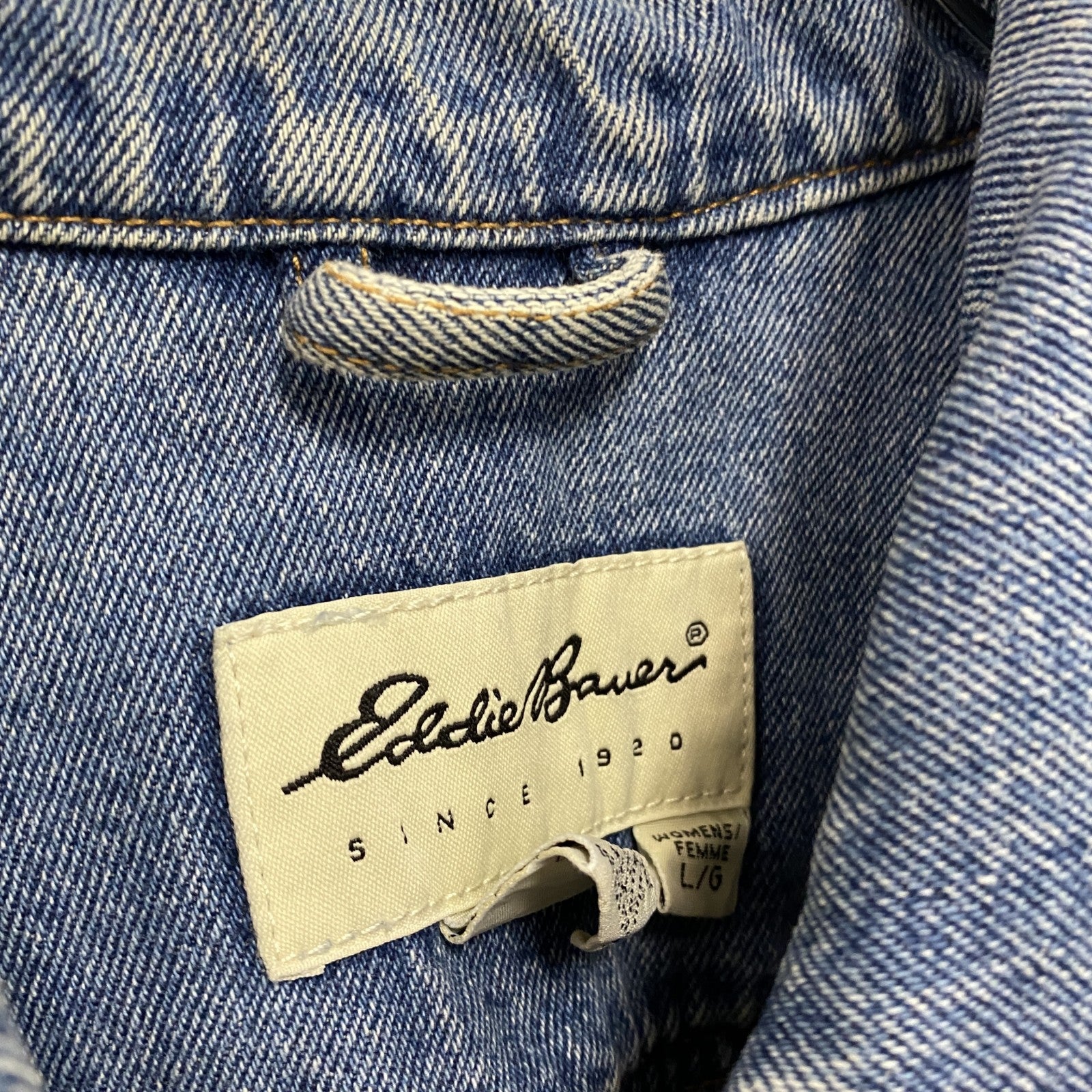 90s　Eddie Bauer　エディーバウアー　デニムジャケット/Gジャン　ヴィンテージ　白タグ　インディゴ　Lサイズ