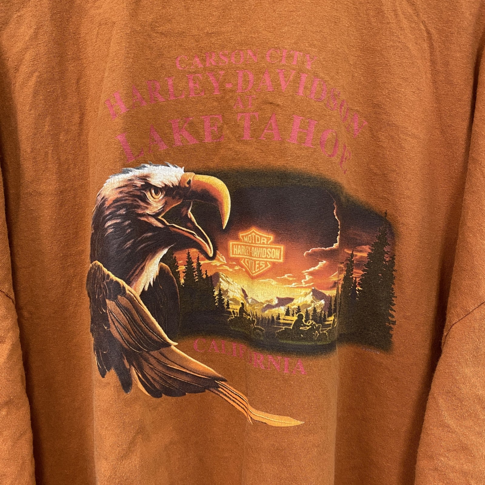 00s　HARLEY DAVIDSON　ハーレーダビッドソン　半袖プリントTシャツ　オレンジ　XXXLサイズ