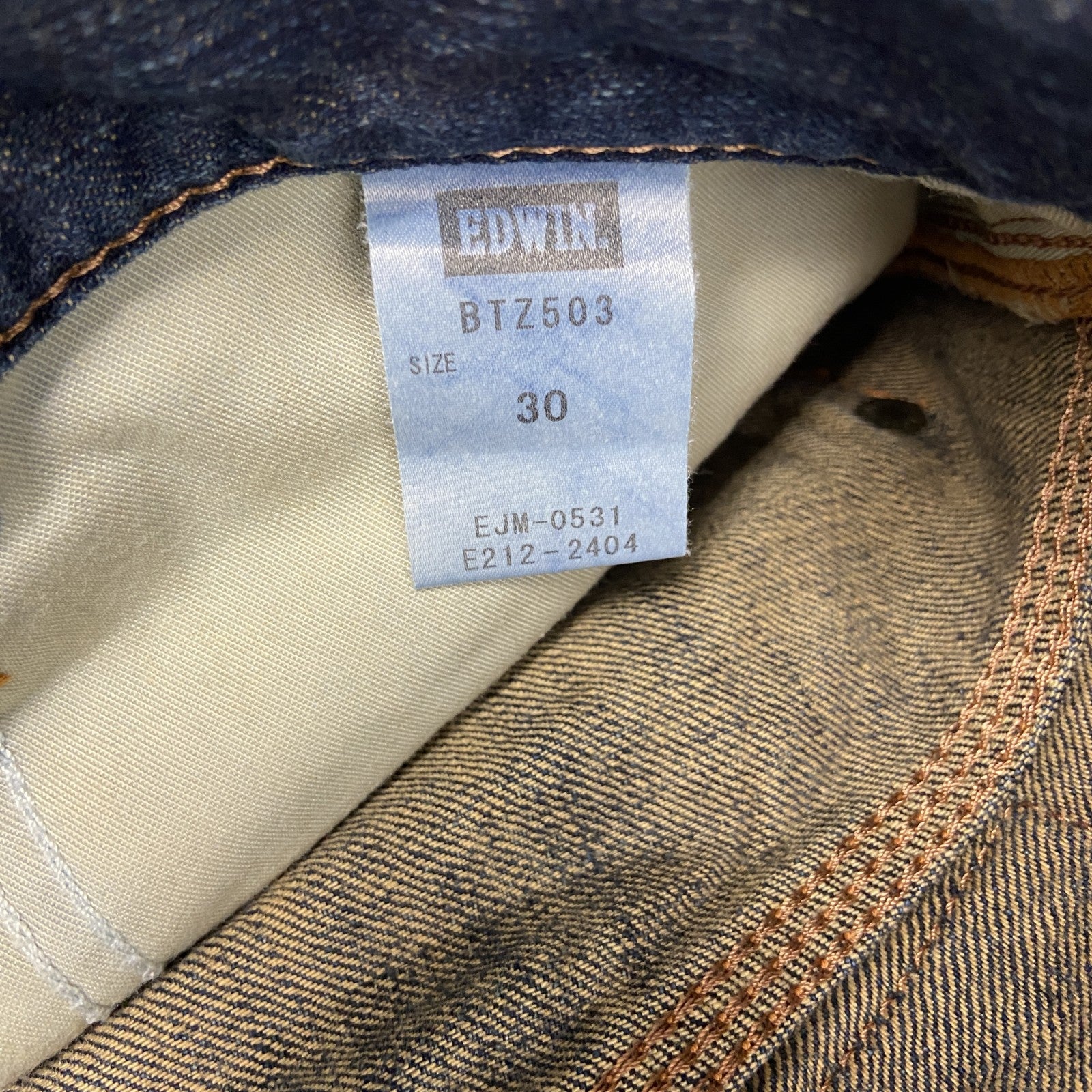 EDWIN　エドウィン　503　デニムパンツ/ジーンズ　ジップフライ　縦落ち　鬼ヒゲ　インディゴ　W30サイズ