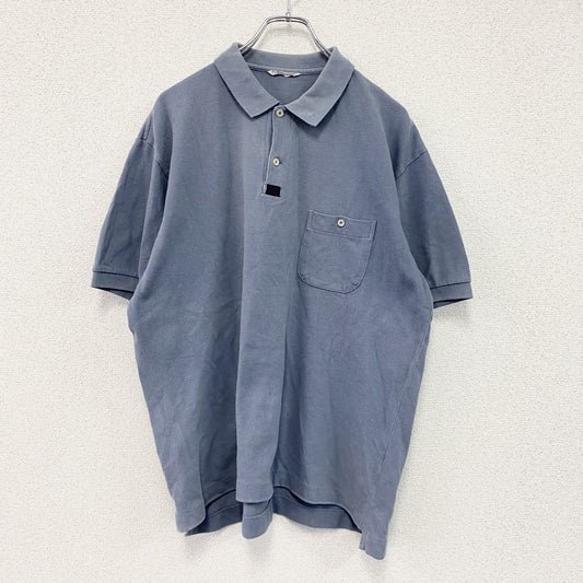 Papas　パパス　半袖ポロシャツ　ブルーグレー　Lサイズ