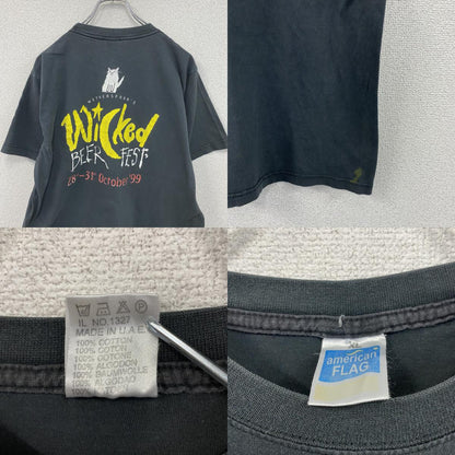 90s　american FLAG　半袖プリントTシャツ　wicked　オクトーバーフェスト　ブラック　XLサイズ
