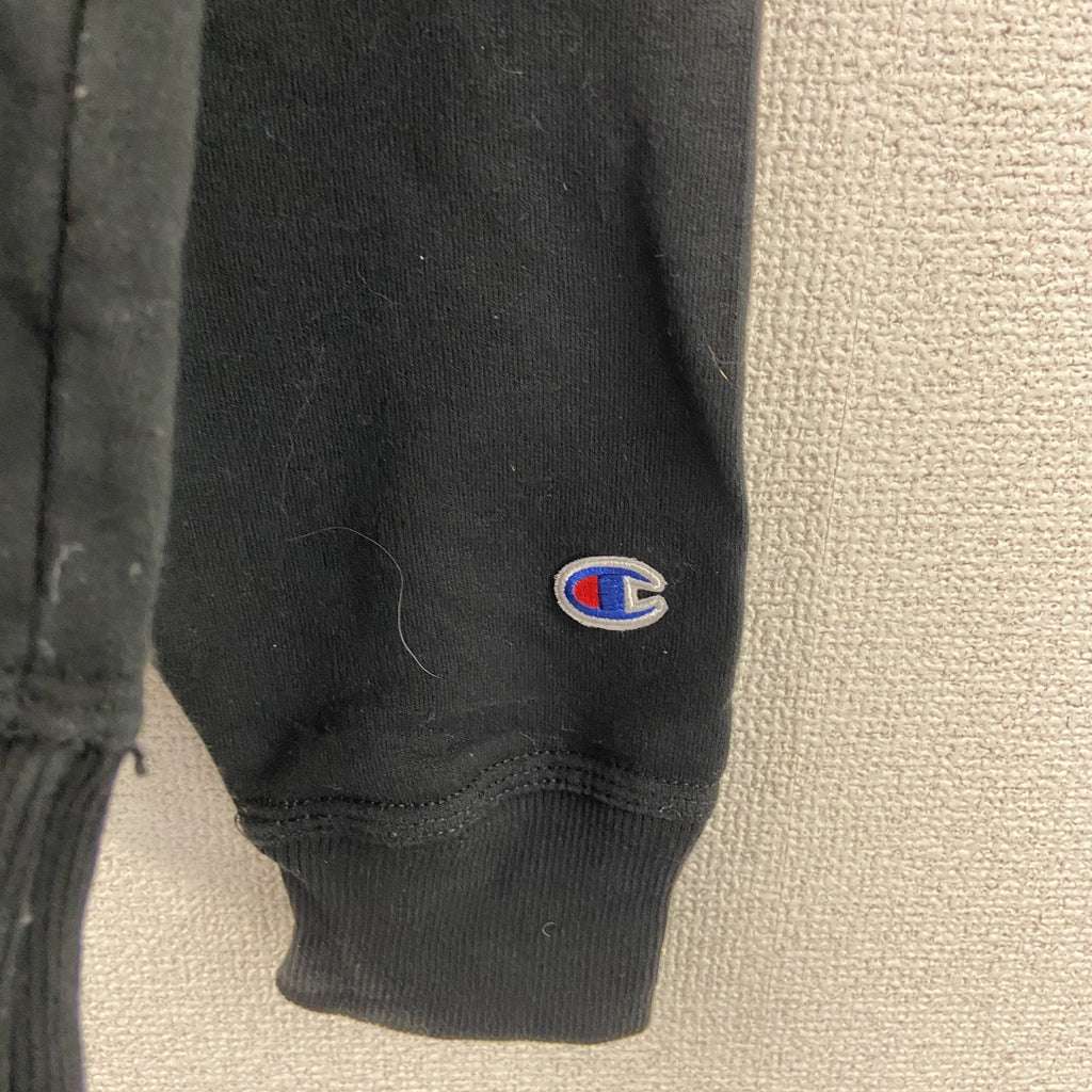 古着 used　champion　チャンピオン　プリントフーディー/スウェットパーカー　黒　ブラック　XLサイズ