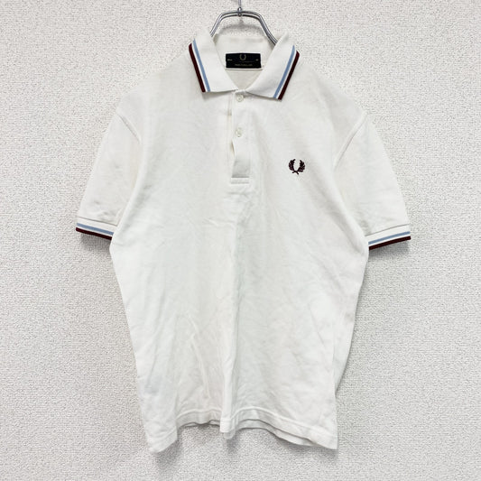 FRED PERRY　フレッドペリー　半袖ポロシャツ　刺繡ロゴ　白　ホワイト　36サイズ