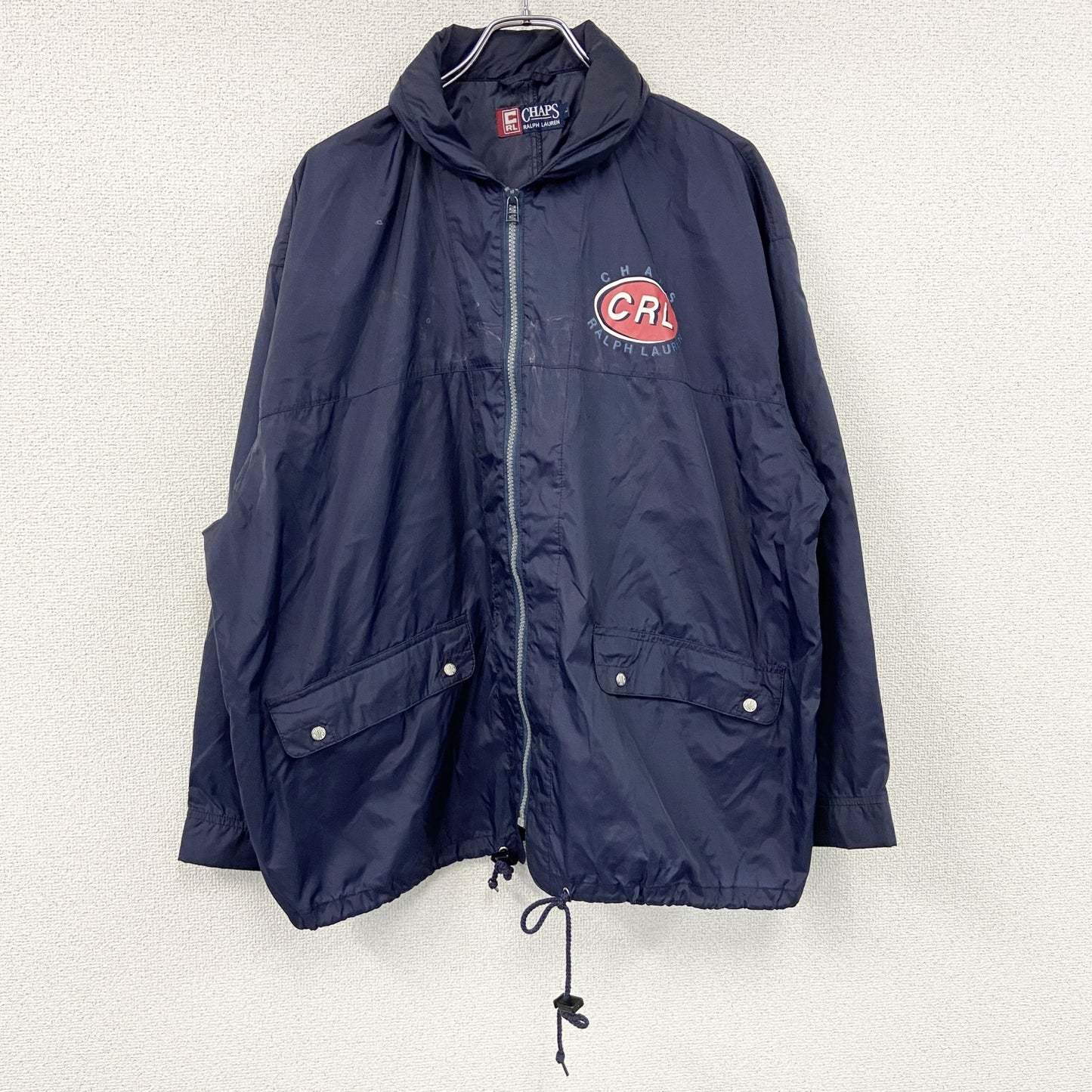 90s　CHAPS RALPH LAUREN　チャップスラルフローレン　フルジップナイロンジャケット　紺　ネイビー　Lサイズ
