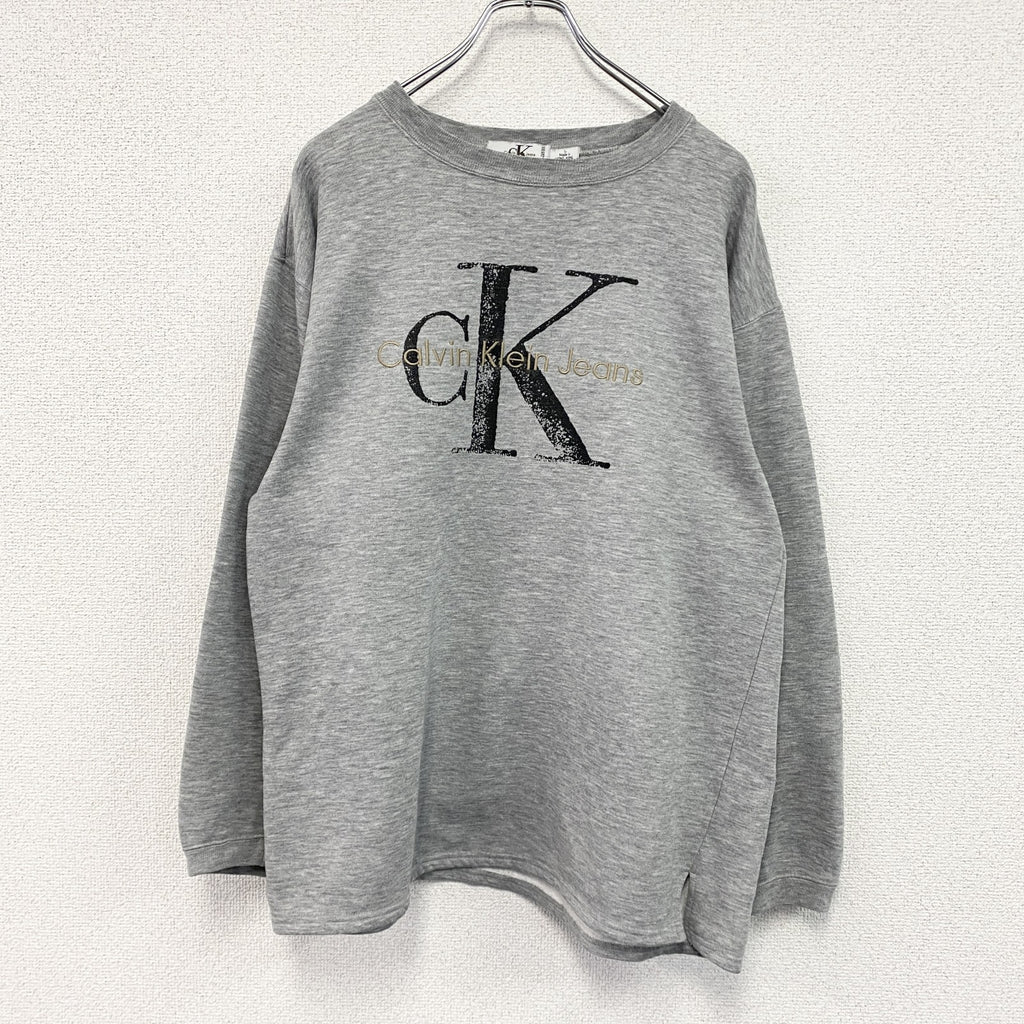 Calvin Klein Jeans　スウェット/トレーナー　デカロゴ　グレー　Lサイズ