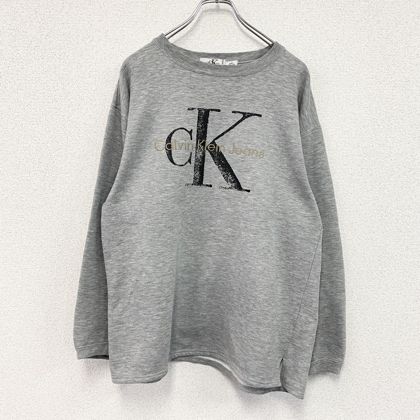 Calvin Klein Jeans　スウェット/トレーナー　デカロゴ　グレー　Lサイズ