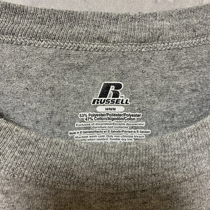古着 used　RUSSELL　ラッセル　アメフト　半袖カレッジプリントTシャツ　スポーツ　グレー　レトロ　Mサイズ