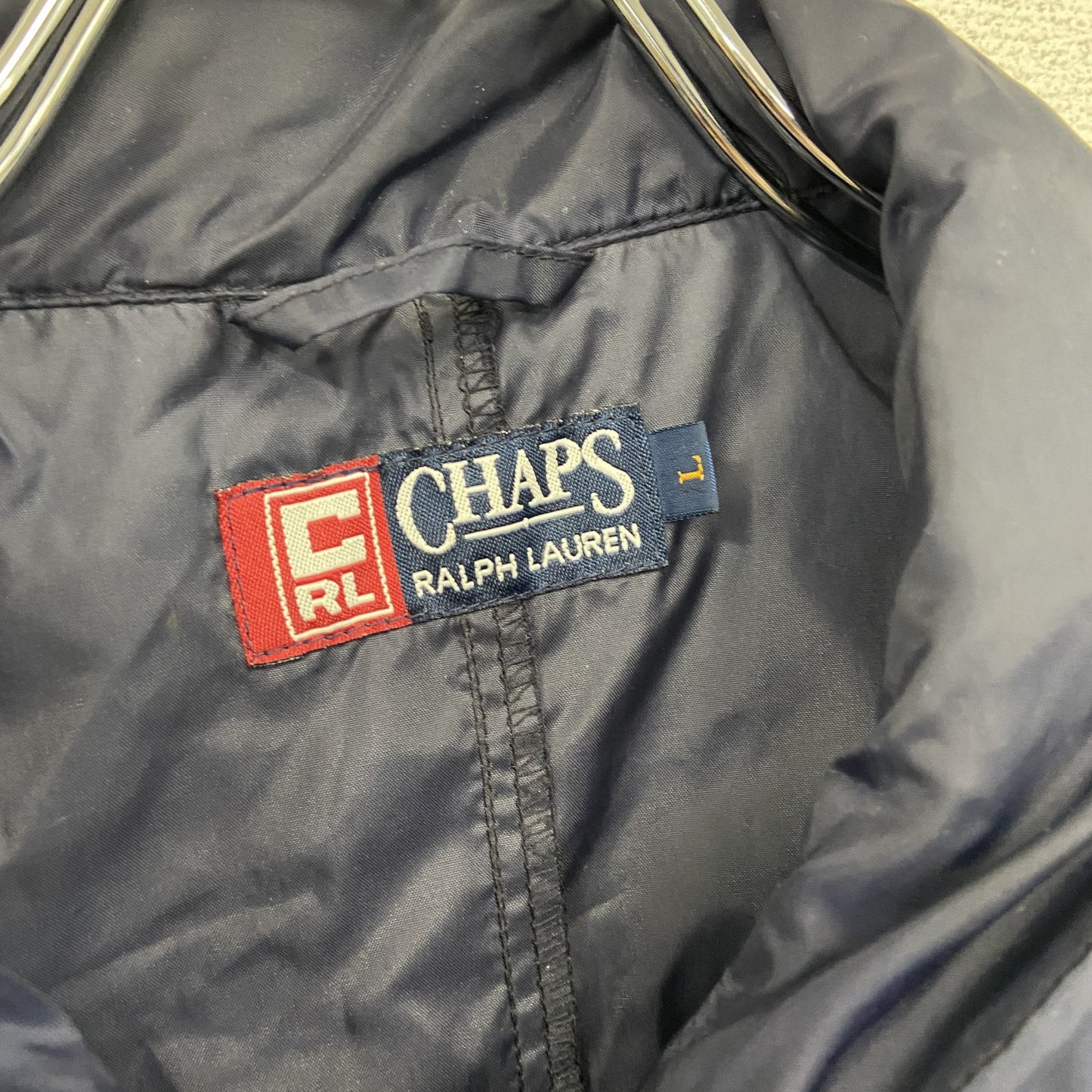90s　CHAPS RALPH LAUREN　チャップスラルフローレン　フルジップナイロンジャケット　紺　ネイビー　Lサイズ