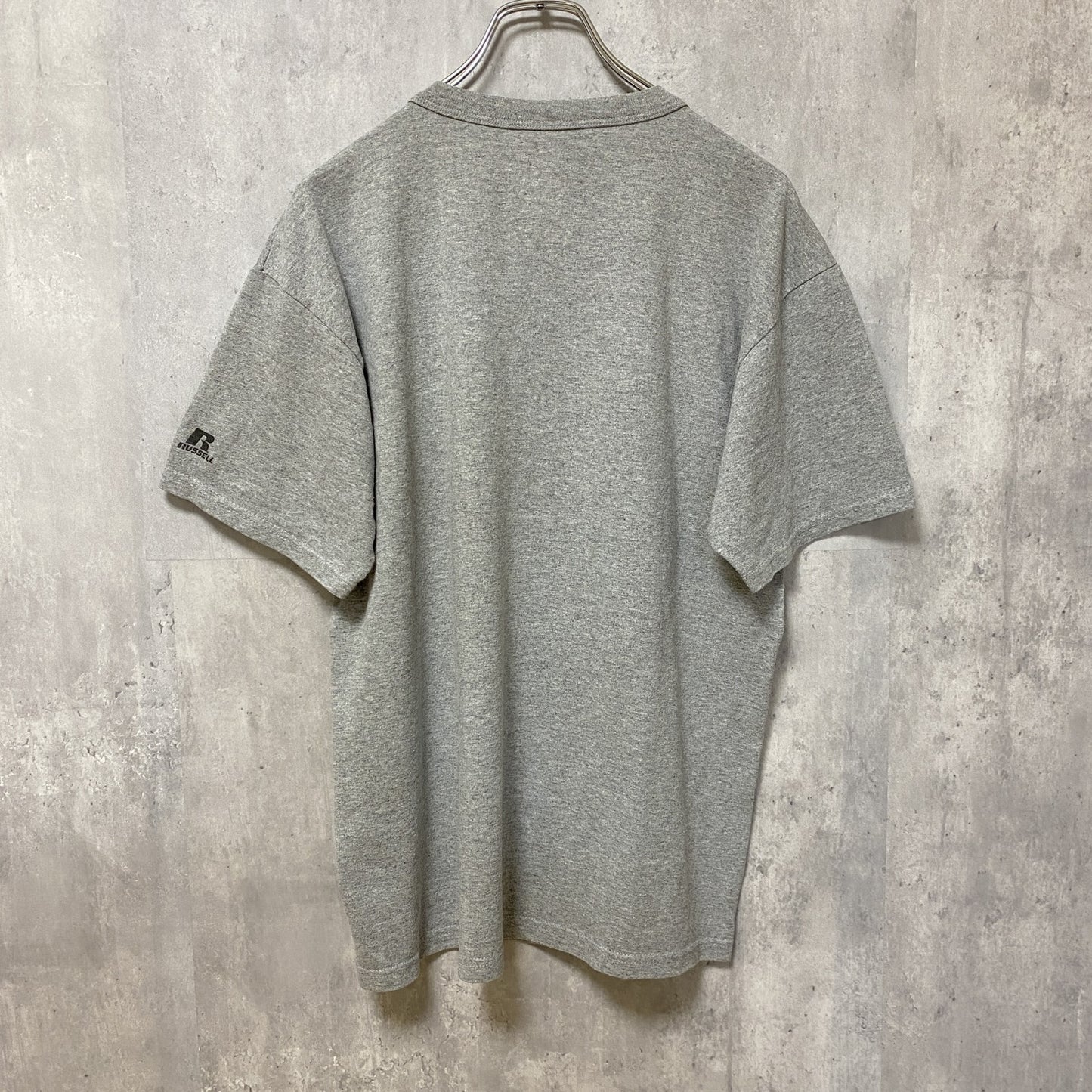 古着 used　RUSSELL　ラッセル　アメフト　半袖カレッジプリントTシャツ　スポーツ　グレー　レトロ　Mサイズ