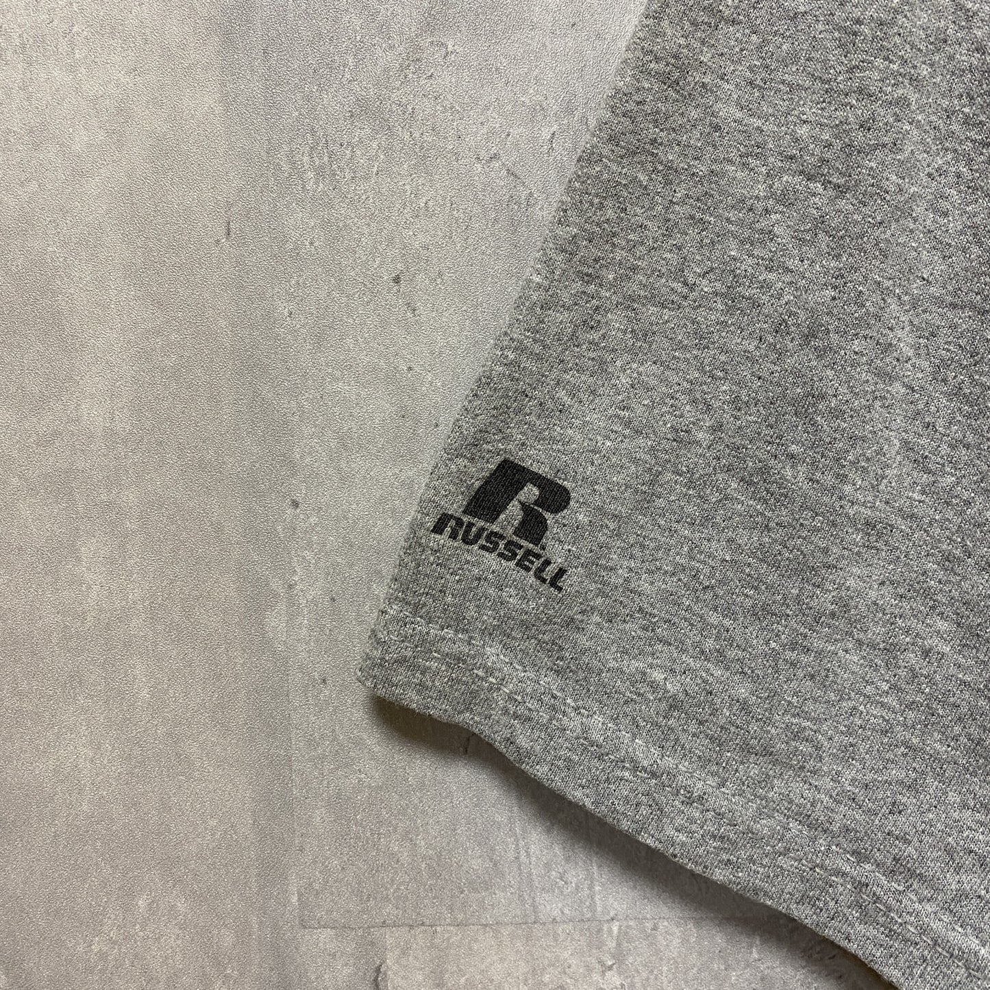 古着 used　RUSSELL　ラッセル　アメフト　半袖カレッジプリントTシャツ　スポーツ　グレー　レトロ　Mサイズ