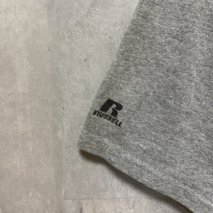 古着 used　RUSSELL　ラッセル　アメフト　半袖カレッジプリントTシャツ　スポーツ　グレー　レトロ　Mサイズ