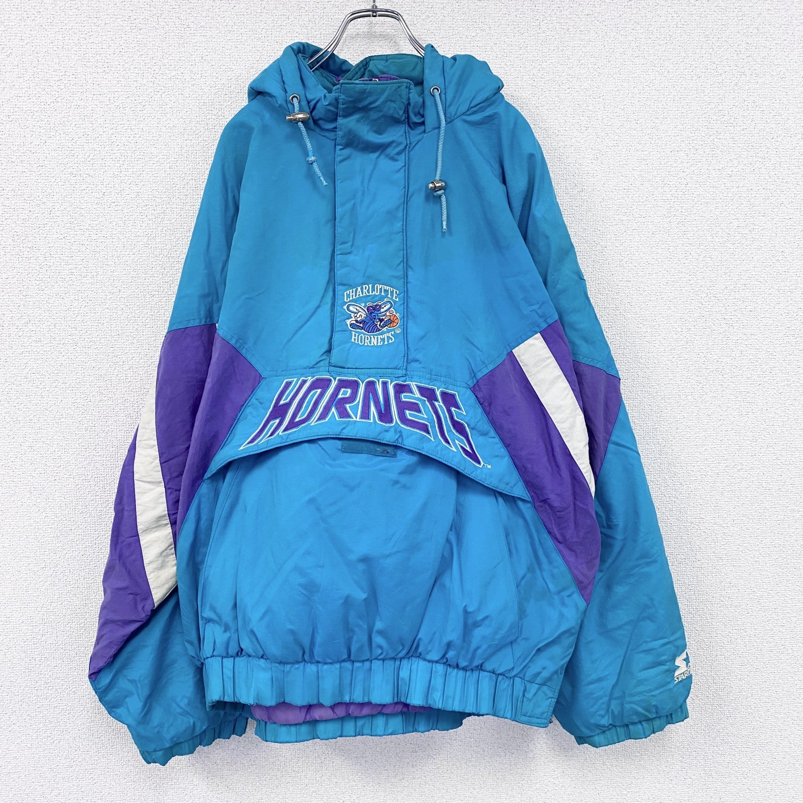 ～00s　STARTER　NBA　Hornets　ホーネッツ　アノラックナイロンパーカー　ブルー　2XLサイズ